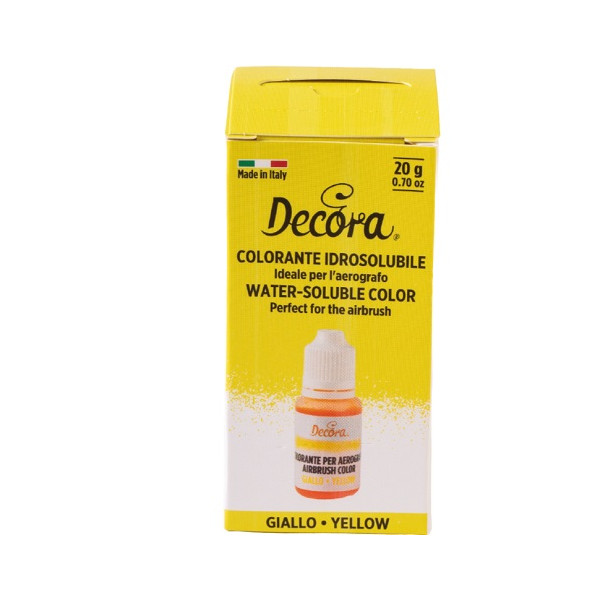 Colorante Idrosolubile Liquido Giallo Decora (20g) – Ideale per l'Uso con Aerografo