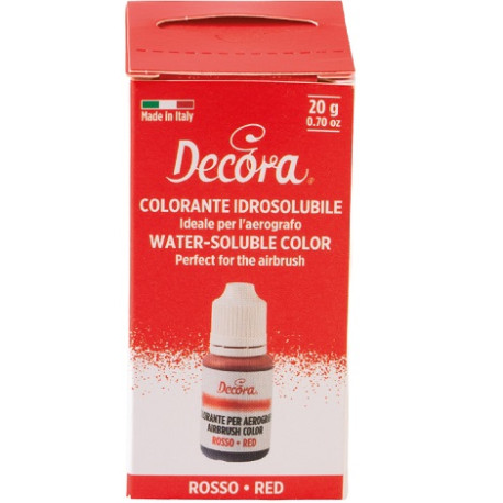 Colorante Idrosolubile Liquido Rosso Decora (20g) – Ideale per l'Uso con Aerografo