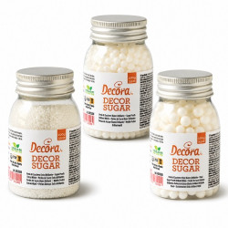 Perle di Zucchero Bianco Brillante Decora (100g) | Decorazioni Torte | Formati Ø2/5/7mm