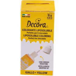 Colorante Alimentare Liquido Liposolubile Giallo Decora (15g) | Ideale per Cioccolato, Panna e Creme Grasse