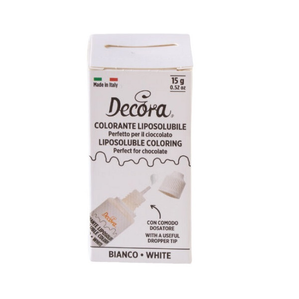 Colorante Alimentare Liposolubile Bianco Decora (15g) – Ideale per Cioccolato, Panna e Creme Grasse