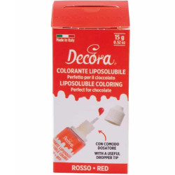Colorante Alimentare Liposolubile Rosso Decora (15g) – Ideale per Cioccolato, Panna e Creme Grasse