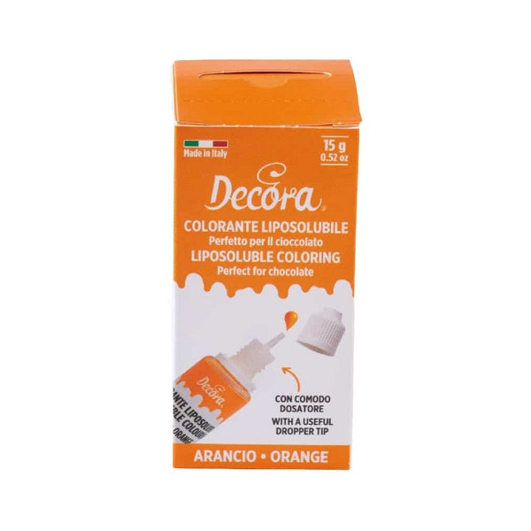 Colorante Alimentare Liposolubile Arancione Decora (15g) | Ideale per Cioccolato, Panna e Creme Grasse