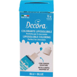 Colorante Alimentare Liquido Liposolubile Blu Decora (15g) – Ideale per Cioccolato, Panna e Creme Grasse