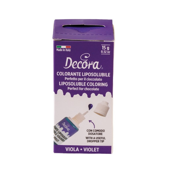 Colorante Alimentare Liposolubile Viola Decora (15g) | Ideale per Cioccolato, Panna e Creme Grasse