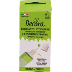 Colorante Alimentare Liposolubile Verde Decora (15g) | Ideale per Cioccolato, Panna e Creme Grasse