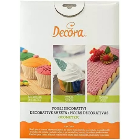 Decora – Fogli Decorativi Effetto Geometrico | Set 4 Fogli in Plastica Trasparente Doppia Faccia (8 Disegni)