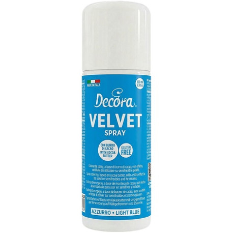 Velvet Spray Azzurro 100ml Decora – Colorante Alimentare Effetto Velluto per Semifreddi e Gelati