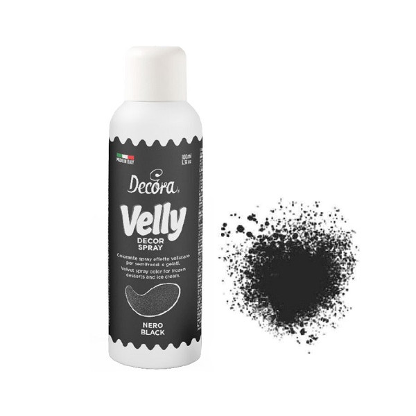 Decorvelly Spray Nero 100ml Decora – Colorante Alimentare Effetto Velluto per Semifreddi e Gelati
