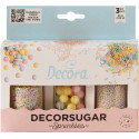 Decora Sprinkles Set Decor Mix Colori Assortiti Perlati (85g) | 3 Tipi di Decorazioni: Perle, Perline e Bastoncini