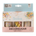 Decora Sprinkles Set Decor Mix Colori Assortiti Perlati (85g) | 3 Tipi di Decorazioni: Perle, Perline e Bastoncini