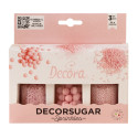 Decora Sprinkles Set Decor Mix Rosa Perlato (85g) | 3 Tipi di Decorazioni: Perle, Perline e Bastoncini