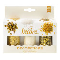 Set Decor Mix oro e bianco Decora 3 decorazioni di lenti perline e bastoncini 85 g