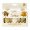 Set Decor Mix oro e bianco Decora 3 decorazioni di lenti perline e bastoncini 85 g