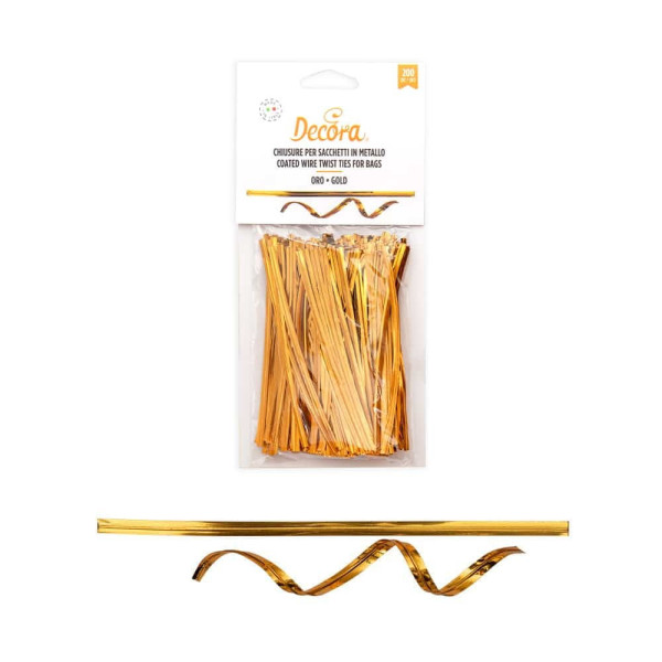 Laccetti Metallo Oro Decora 12cm – 200 Chiusure Resistenti e Riutilizzabili