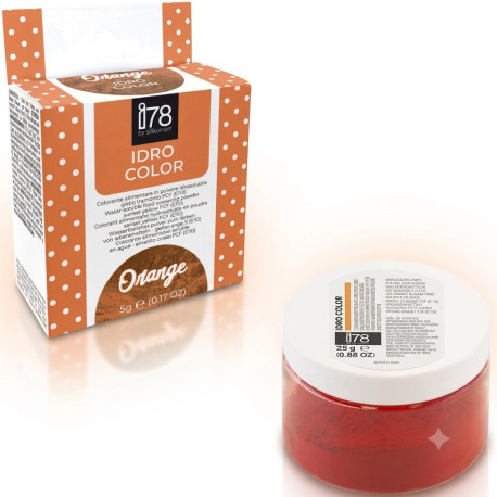 Idro Color Arancio i78-Silikomart (5/25g) – Colorante Alimentare Idrosolubile in Polvere per Impasti, Creme, Glasse e Gelati