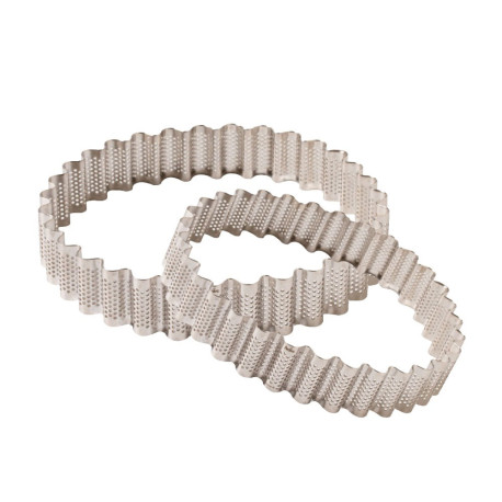 Sagoma Microforata Tonda Ondulata in Acciaio Inox Decora (Ø20/25cm) – Fascia per Crostate e Basi di Frolla (H3,5cm)