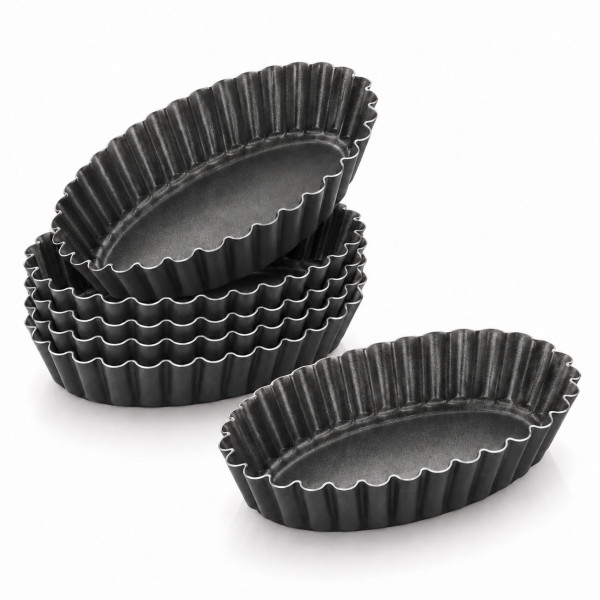Vespa Formine Brioche Ovali – Stampi Antiaderenti per Budini e Tortini 11×7,5×H2,3 cm, 6 Pezzi