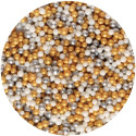Decora Sprinkles Mix Perline Oro e Bianco 80 g | Decorazioni di Zucchero Metallizzate per Torte e Biscotti