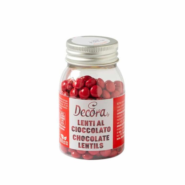 Mini Lenti al Cioccolato al Latte Rosse Ø1cm Decora (80g) – Decorazioni per Torte e Confettate