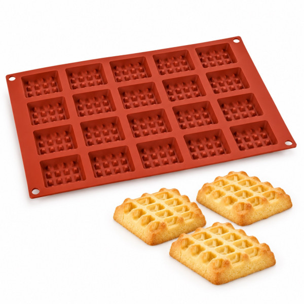 Mini Waffle SF147 Silikomart – Stampo in silicone per 20 mini waffle 4,5×3,5 cm