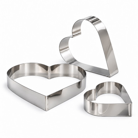 Sagoma Cuore in Acciaio Inox Decora (Ø14/18/22cm – H4,5cm) per Crostate, Semifreddi e Mousse