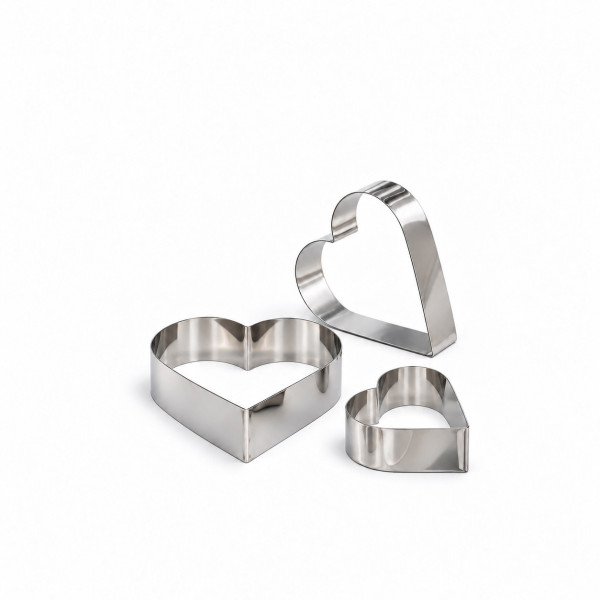 Anello a Cuore Decora in Acciaio Inox per Mousse e Semifreddi – 6/8/10 cm, H4,5 cm