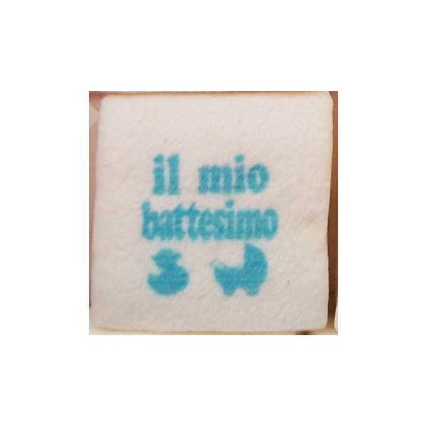 Marshmallow Quadratino "Battesimo" Celeste in busta da 20pz