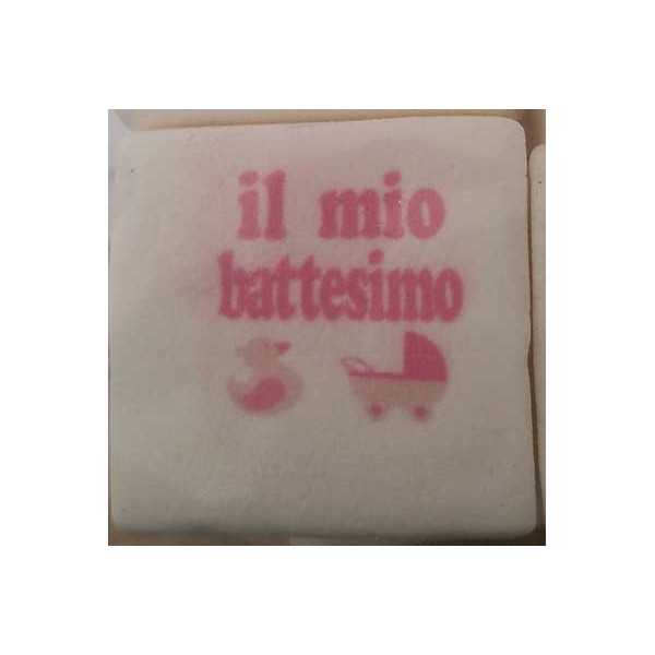 Marshmallow Quadratino "Battesimo" Rosa in busta da 20pz
