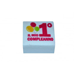 Marshmallow Quadratino "Il mio 1° compleanno" Rosa in busta da 20pz