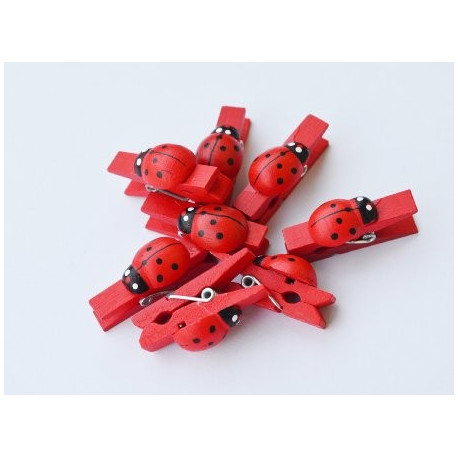 Mollettine Decorative con Coccinelle Rosse 3,5 cm– Per Addobbi e Confezioni Natalizie (Pz 8)