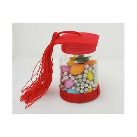 Barattolino portaconfetti Tomo Cappello Laurea e Nastrino Rosso cm 4x6.5 Barattolino portaconfetti Tomo Cappello Laurea e Nastrino Rosso cm 4x6.5