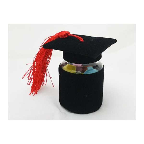 Barattolino portaconfetti Tomo Cappello Laurea Nero cm 4x6.5