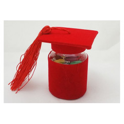 Barattolino portaconfetti Tomo Cappello Laurea Rosso cm 4x6.5