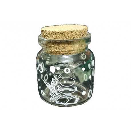 Barattolino portaconfetti con tappo in sughero comunione cm 4.5x4.5 Barattolino portaconfetti con tappo in sughero comunione cm 4.5x4.5