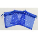 10 Sacchetti in organza blu pois per confetti