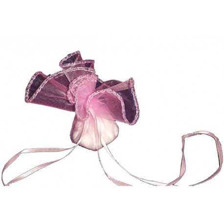 50 Veli in organza con laccetto con orlo in argento Tondo colore Rosa diam 24 cm