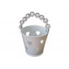 Secchiello portaconfetti bomboniera Bianco con decoro cuore e manico con perline trasparenti Secchiello portaconfetti bomboniera Bianco con decoro cuore e manico con perline trasparenti