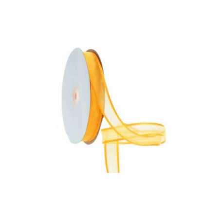 Nastro Giallo in Organza bordato in Raso 10mmx30mt Nastro Giallo in Organza bordato in Raso 10mmx30mt