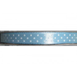 Nastro Doppio Raso Pois Celeste 10mmx50mt