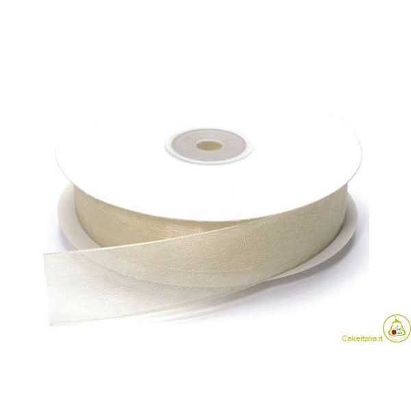 Nastro in Organza Avorio/Crema 10mmx50mt