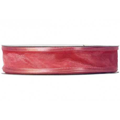 Nastro Rosa Antico in Organza bordato in Raso 20mmx30mt Nastro Rosa Antico in Organza bordato in Raso 20mmx30mt