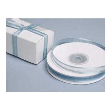 Nastro Azzurro in Organza bordato in Raso 20mmx30mt Nastro Azzurro in Organza bordato in Raso 20mmx30mt