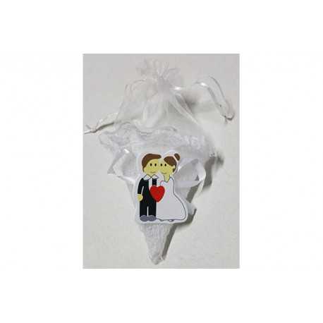 Cono portaconfetti bianco con placca decorativa 10cm Cono portaconfetti bianco con placca decorativa 10cm