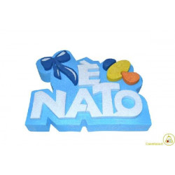 Festone Polistirolo È Nato in rilievo glitterato 30x23x5cm