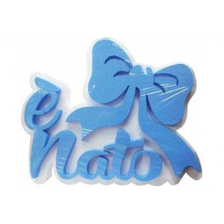 Festone Polistirolo è Nato con Fiocco glitterato 38x26x5cm