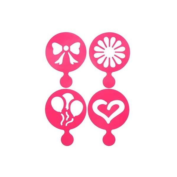 Set 4 mascherine stencil per cappuccino e cupcake cm 8