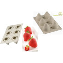 Fragole e Panna Silikomart: stampo in silicone per 6 fragole 3D di diametro 59 ed altezza 61 mm