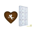 Stampo policarbonato 10 cioccolatini cuori con cupido 4x4xh1,4 cm da 11 g