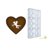 Stampo policarbonato 10 cioccolatini cuori con cupido 4x4xh1,4 cm da 11 g